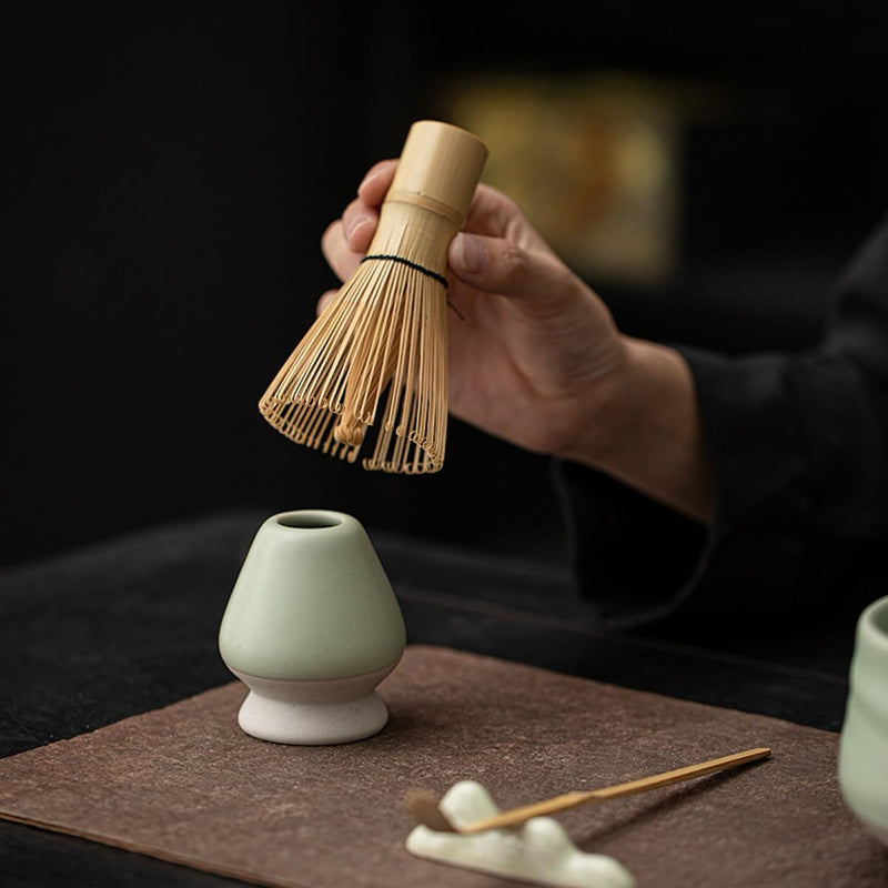 JIKANNOYA 抹茶 セット matcha set 茶道具 4点セット陶器 抹茶茶碗 bowl 茶杓 茶せん 百本立 whisk 茶筅立て くせ直し お手入れも簡単 初心者 自宅用 ceremony 母の日 父の日 誕生日 贈り物 gift おしゃれ cute 高級 おうち時間グッズ 汝窯 CJ156