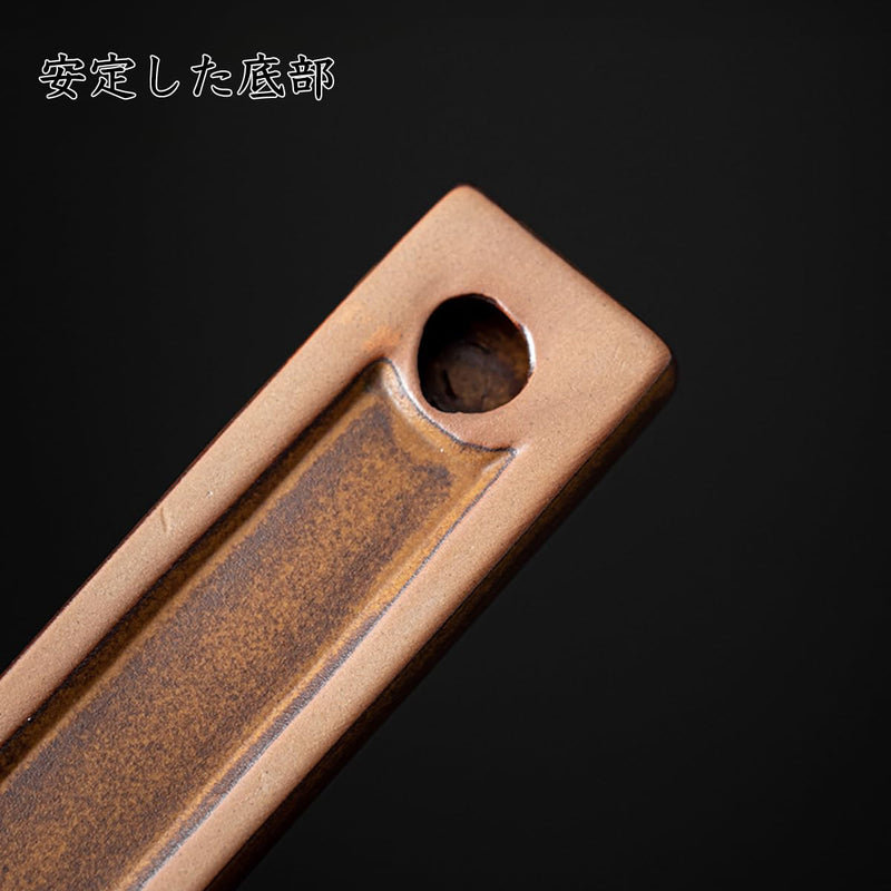 JIKANNOYA お香立て 灰がこぼれない 横置き 陶器 線香立て ミニ おしゃれ インセンスホルダー 香炉 線香皿 御洒落 人気 仏壇用 睡眠 リラックス 茶室 茶道 瞑想 書斎 長さ22.2cm AQXL02