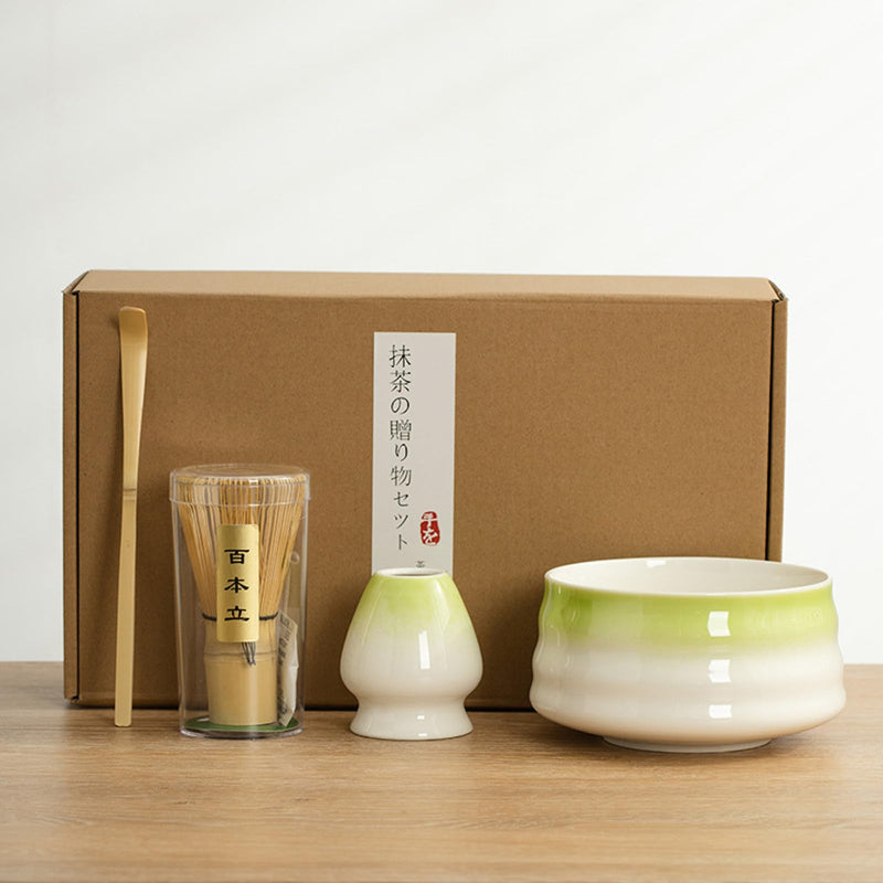 JIKANNOYA 抹茶セット お点前セット 茶道具 セット 4点セット 茶杓 茶筅 茶せん 百本立 茶筅立て くせ直し 初心者 お手入れも簡単 母の日 父の日 誕生日 贈り物 500ml
