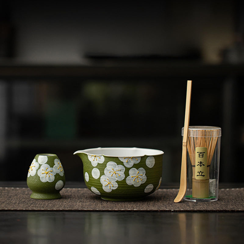 JIKANNOYA 抹茶 セット matcha set 初心者 茶道具 4点セット 陶器 抹茶茶碗 bowl 茶杓 茶せん 百本立 whisk 茶筅立て くせ直し お手入れも簡単 自宅用 ceremony 母の日 父の日 誕生日 贈り物 gift おしゃれ cute 高級 おうち時間グッズ CJ194