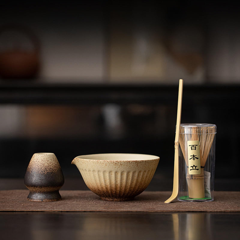 JIKANNOYA 抹茶 セット 抹茶セット 自宅用 茶道具 初心者 お点前セット 抹茶 陶器 抹茶茶碗 茶杓 茶杓立て 茶せん 百本立 茶筅立て くせ直し 綿茶巾 抹茶篩 茶道セット matcha set for beginners お手入れも簡単 母の日 父の日 誕生日 贈り物 おしゃれ AQCJ107