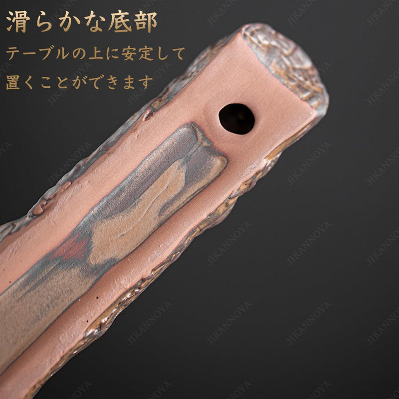 JIKANNOYA お香立て 灰がこぼれない 横置き 線香立て 陶器 おしゃれ インセンスホルダー 香炉 線香皿 線香 御洒落 人気 仏壇用 睡眠 リラックス 茶室 茶道 瞑想 書斎 長さ26.5cm AQXL15