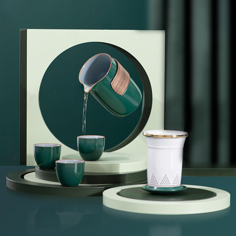 JIKANNOYA 中国茶器セット 茶器 茶具 磁器 湯呑み 急須 セット 携帯 台湾茶器 旅行ティーセット 茶の入れ 携帯用茶具 車載旅行茶器セット 収納バッグ付き 初心者 高級 おしゃれ 軽量 お出かけ用 旅行 お手入れも簡単 母の日 父の日 誕生日 贈り物 AQZGCJ06