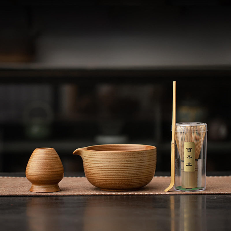 JIKANNOYA 抹茶セット 抹茶 セット 自宅用 茶道具 初心者 お点前セット 抹茶 陶器 抹茶茶碗 茶杓 茶杓立て 茶せん 百本立 茶筅立て くせ直し 綿茶巾 抹茶篩 茶道セット matcha set for beginners お手入れも簡単 母の日 父の日 誕生日 贈り物 おしゃれ 550ml AQCJ100
