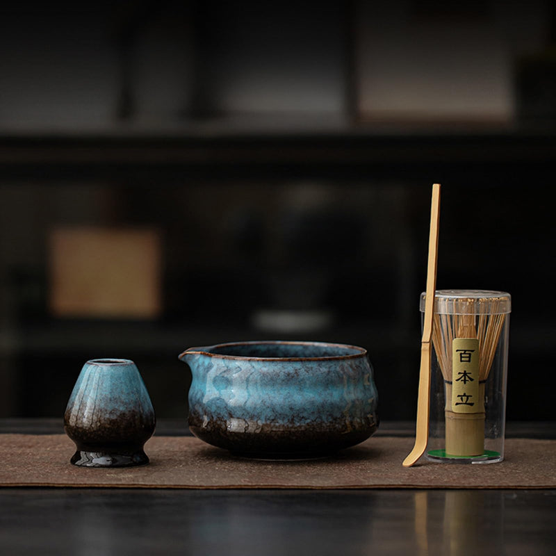 JIKANNOYA 抹茶 セット matcha set 茶道具 4点セット 抹茶茶碗 bowl 茶杓 茶せん 百本立 whisk 茶筅立て くせ直し お手入れも簡単 初心者 自宅用 ceremony 母の日 父の日 誕生日 贈り物 gift 持ち運び おしゃれ cute 高級 おうち時間グッズ CJ173
