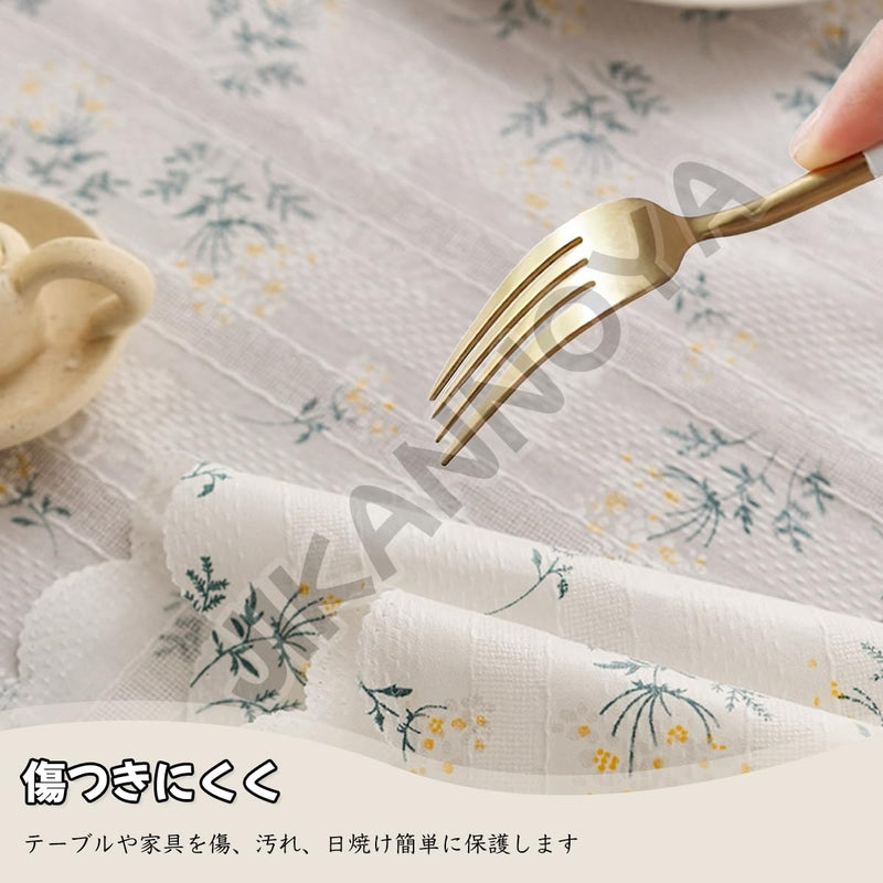 JIKANNOYA テーブルクロス 撥水 おしゃれ テーブルクロス- 長方形 花柄 北欧 テーブル table cloth for dining table 耐熱 防水 防油 汚れ防止 洗濯可能 お手入れ簡単 高級 リネン 長机用 家庭用 業務用 ZB01