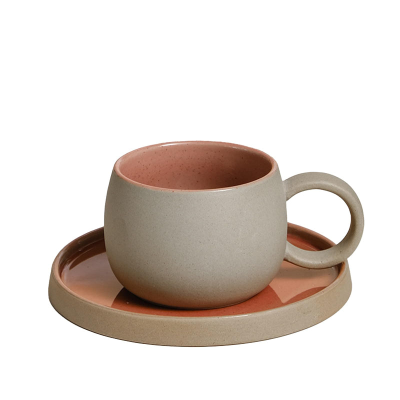 JIKANNOYA コーヒーカップ 陶器 ソーサー セット セラミック カップアンドソーサー ティーカップ 電子レンジ 食洗機対応 コーヒー 珈琲 お茶 ティー 高級 レトロ おしゃれ ソーサー付き 自宅用 カフェ食器 喫茶店 業務用 結婚祝い ギフト KFB05