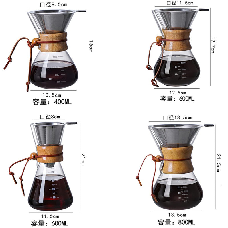JIKANNOYA コーヒーサーバー 割れない 400ml 高ホウ素シリカガラス材料 目盛付き 直火対応 コーヒーポット 透明 電子レンジ 食洗機対応 コーヒー用品 使いやすい 洗いやすい 多用途 家用 喫茶店 1~3杯用