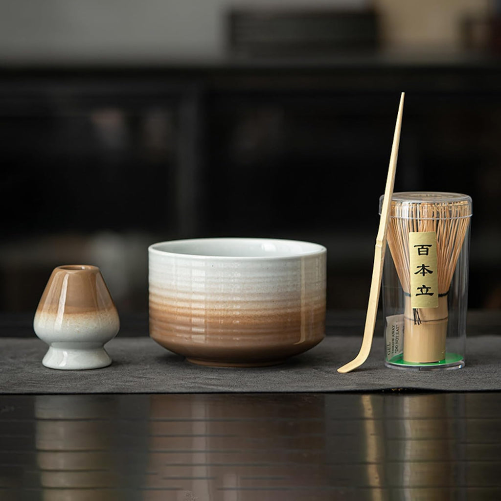 JIKANNOYA 茶道具 セット 抹茶セット お点前セット 4点セット 茶杓 茶筅 茶せん 百本立 茶筅立て くせ直し 初心者 抹茶スターター おうち時間グッズ お手入れも簡単 母の日 父の日 誕生日 贈り物 ブルー