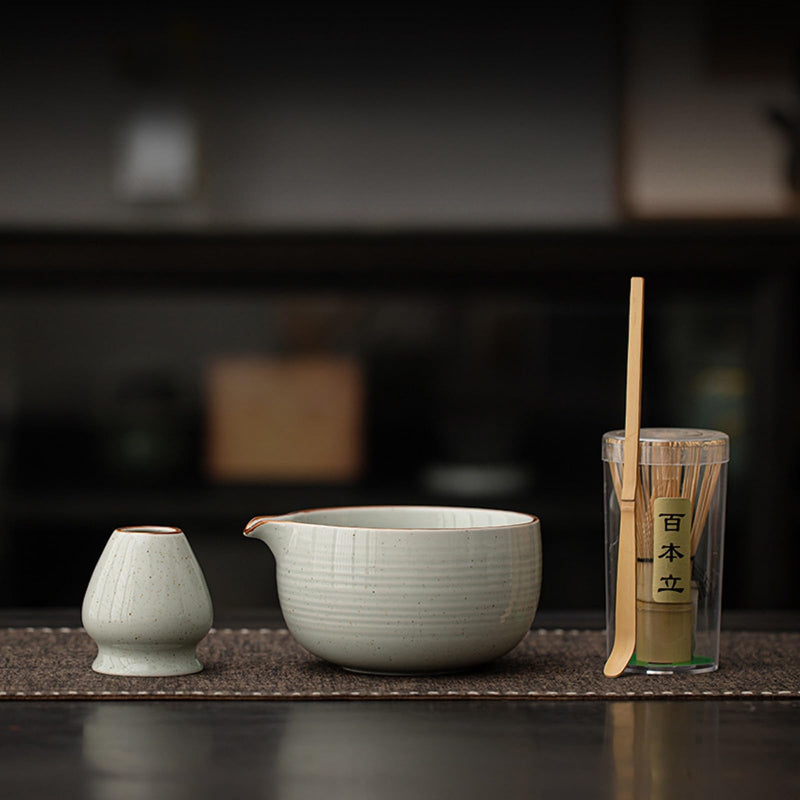 JIKANNOYA 抹茶 セット matcha set 茶道具 4点セット 抹茶茶碗 bowl 茶杓 茶せん 百本立 whisk 茶筅立て くせ直し お手入れも簡単 初心者 自宅用 ceremony 母の日 父の日 誕生日 贈り物 gift 持ち運び おしゃれ cute 高級 おうち時間グッズ CJ170