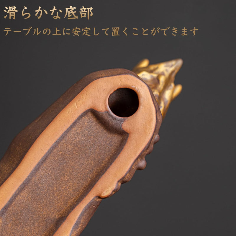 JIKANNOYA お香立て 横置き 龍 線香立て 灰がこぼれない 陶器 おしゃれ インセンスホルダー 香炉 線香皿 線香 逆流線香 三角線香 御洒落 人気 仏壇用 睡眠 リラックス 茶室 茶道 瞑想 書斎 AQXL09