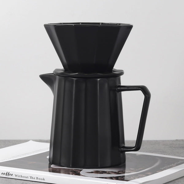 JIKANNOYA コーヒードリッパー コーヒーサーバーセット 400ml 陶磁器製 ハンドドリップセット コーヒーサーバー ドリッパー 電子レンジ·食洗機対応 コーヒー用品 洗いやすい 多用途 家用 喫茶店 プレゼント おしゃれ 1~2杯用 AQKF24