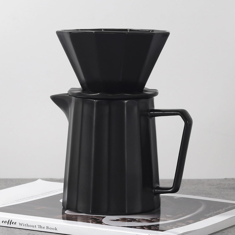 JIKANNOYA コーヒードリッパー コーヒーサーバーセット 400ml 陶磁器製 ハンドドリップセット コーヒーサーバー ドリッパー 電子レンジ·食洗機対応 コーヒー用品 洗いやすい 多用途 家用 喫茶店 プレゼント おしゃれ 1~2杯用 AQKF24