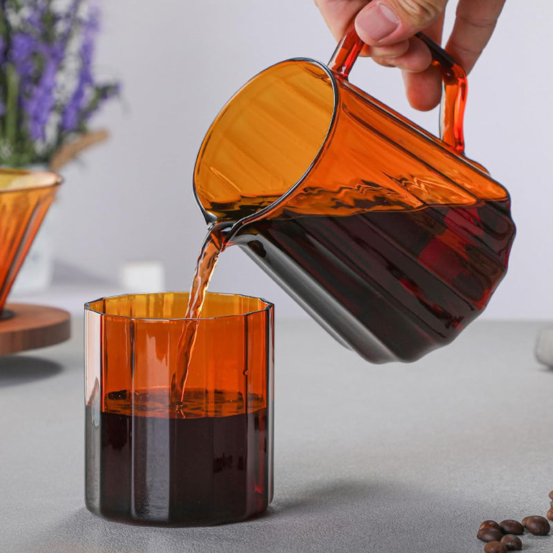 JIKANNOYA コーヒードリッパー ハンドドリップセット コーヒーサーバー 割れない 高ホウ素シリカガラス材料 耐熱ガラス 直火対応 耐寒性 ドリッパー 電子レンジ·食洗機対応 コーヒー用品 洗いやすい 多用途 家用 喫茶店 1~4杯用 550ml