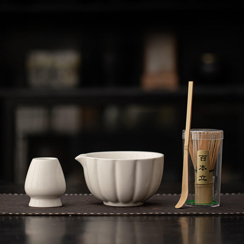 JIKANNOYA 抹茶 セット matcha set 初心者 茶道具 4点セット 陶器 抹茶茶碗 bowl 茶杓 茶せん 百本立 whisk 茶筅立て くせ直し お手入れも簡単 自宅用 ceremony 母の日 父の日 誕生日 贈り物 gift おしゃれ cute 高級 おうち時間グッズ CJ190