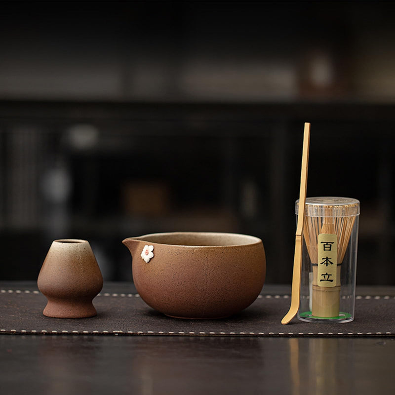 JIKANNOYA 抹茶 セット matcha set 初心者 茶道具 4点セット 陶器 抹茶茶碗 bowl 茶杓 茶せん 百本立 whisk 茶筅立て くせ直し お手入れも簡単 自宅用 ceremony 母の日 父の日 誕生日 贈り物 gift おしゃれ cute 高級 おうち時間グッズ CJ184