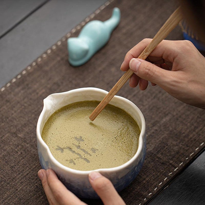 JIKANNOYA 抹茶 セット matcha set 茶道具 4点セット陶器 抹茶茶碗 bowl 茶杓 茶せん 百本立 whisk 茶筅立て くせ直し お手入れも簡単 初心者 自宅用 ceremony 母の日 父の日 誕生日 贈り物 gift おしゃれ cute 高級 おうち時間グッズ 氷裂貫入釉薬シリーズ CJ157