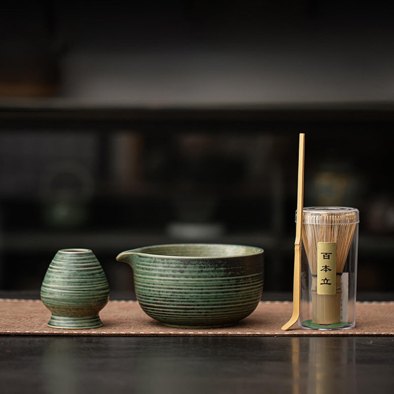 JIKANNOYA 抹茶セット 抹茶 セット 自宅用 茶道具 初心者 お点前セット 抹茶 陶器 抹茶茶碗 茶杓 茶杓立て 茶せん 百本立 茶筅立て くせ直し 綿茶巾 抹茶篩 茶道セット matcha set for beginners お手入れも簡単 母の日 父の日 誕生日 贈り物 おしゃれ 550ml AQCJ100