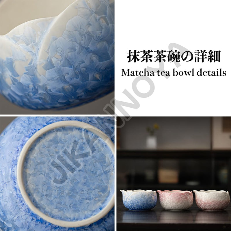 JIKANNOYA 抹茶セット 抹茶 セット 自宅用 茶道具 初心者 お点前セット 抹茶 陶器 抹茶茶碗 茶杓 ネコ茶杓立て 茶せん 百本立 茶道セット matcha set for beginners お手入れも簡単 母の日 父の日 誕生日 贈り物 おしゃれ 8点セット 氷裂貫入釉薬シリーズ CJ160