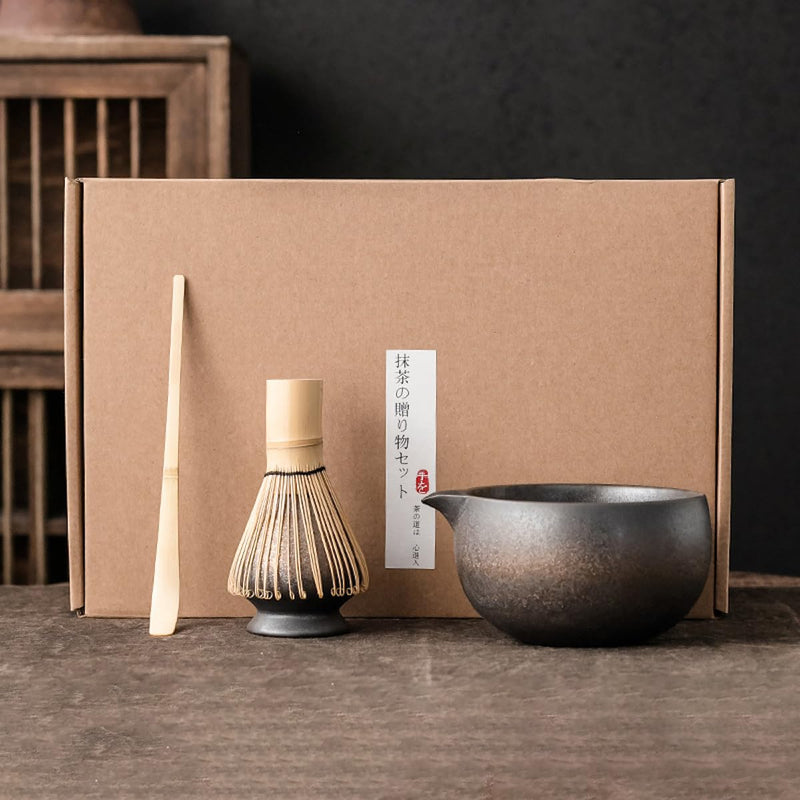 JIKANNOYA 抹茶セット お点前セット 茶道具 セット 4点セット 茶杓 茶筅 茶せん 百本立 茶筅立て くせ直し 初心者 お手入れも簡単 母の日 父の日 誕生日 贈り物