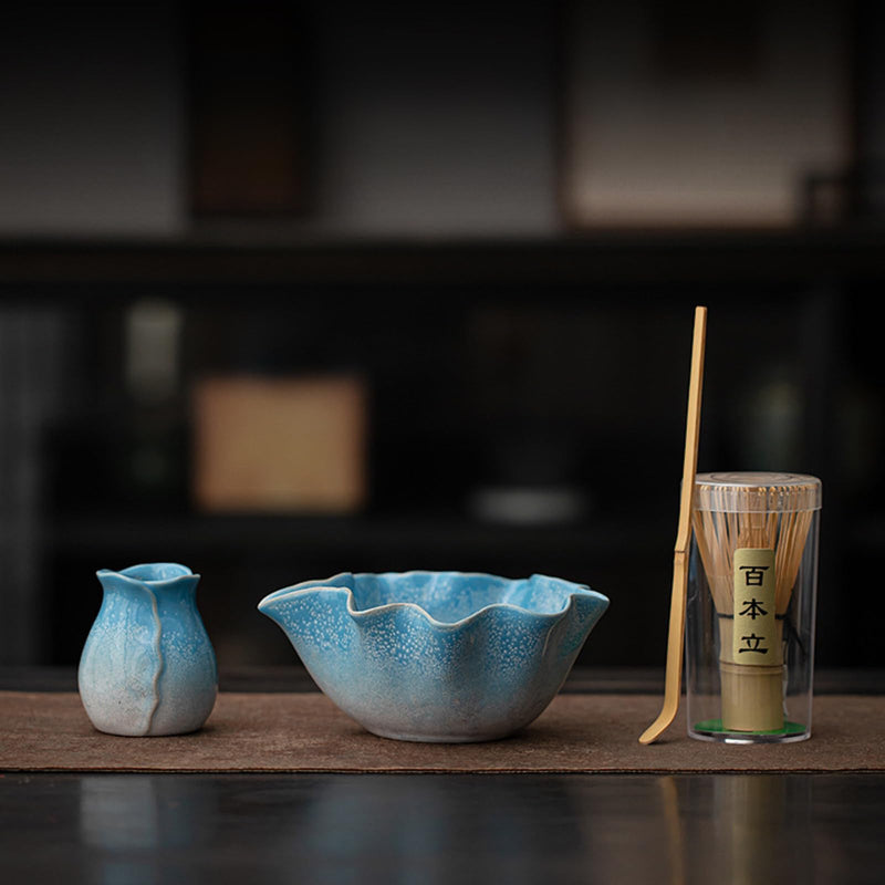 JIKANNOYA 抹茶 セット matcha set 茶道具 4点セット陶器 抹茶茶碗 bowl 茶杓 茶せん 百本立 whisk 茶筅立て くせ直し お手入れも簡単 初心者 自宅用 ceremony 母の日 父の日 誕生日 贈り物 gift おしゃれ cute 高級 おうち時間グッズ CJ154