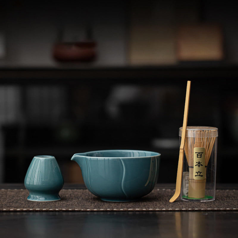 JIKANNOYA 抹茶 セット matcha set 茶道具 4点セット陶器 抹茶茶碗 bowl 茶杓 茶せん 百本立 whisk 茶筅立て くせ直し お手入れも簡単 初心者 自宅用 ceremony 母の日 父の日 誕生日 贈り物 gift おしゃれ cute 高級 おうち時間グッズ CJ152