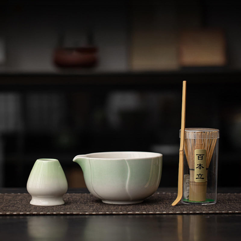 JIKANNOYA 抹茶 セット matcha set 茶道具 4点セット陶器 抹茶茶碗 bowl 茶杓 茶せん 百本立 whisk 茶筅立て くせ直し お手入れも簡単 初心者 自宅用 ceremony 母の日 父の日 誕生日 贈り物 gift おしゃれ cute 高級 おうち時間グッズ CJ152