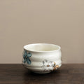 抹茶茶碗(アイボリー花柄、600ml)