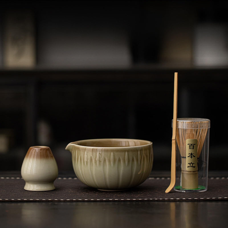 JIKANNOYA 抹茶 セット matcha set 茶道具 4点セット陶器 抹茶茶碗 bowl 茶杓 茶せん 百本立 whisk 茶筅立て くせ直し お手入れも簡単 初心者 自宅用 ceremony 母の日 父の日 誕生日 贈り物 gift おしゃれ cute 高級 おうち時間グッズ CJ169