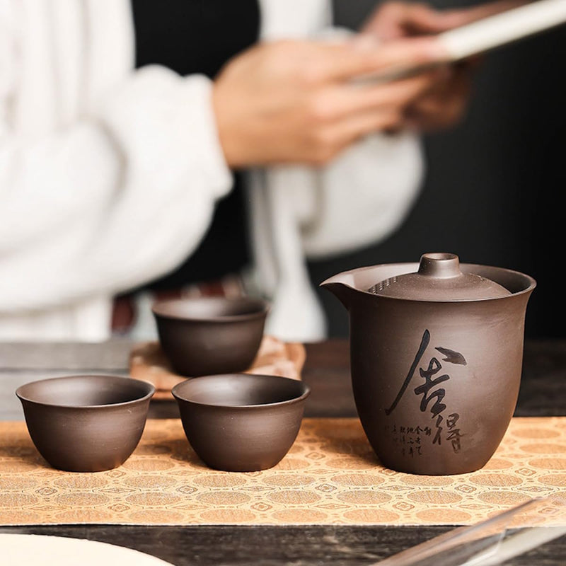 JIKANNOYA 中国茶器セット 茶器 茶具 磁器 急須 湯呑み セット 携帯 台湾茶器 旅行ティーセット 茶の入れ 携帯用茶具 車載旅行茶器セット 収納バッグ付き 初心者 書道 高級 おしゃれ 軽量 お出かけ用 旅行 お手入れも簡単 母の日 父の日 誕生日 贈り物 AQZGCJ03