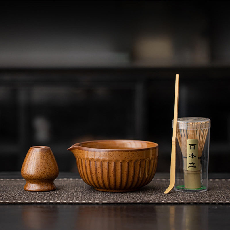 JIKANNOYA 抹茶 セット matcha set 茶道具 4点セット陶器 抹茶茶碗 bowl 茶杓 茶せん 百本立 whisk 茶筅立て くせ直し お手入れも簡単 初心者 自宅用 ceremony 母の日 父の日 誕生日 贈り物 gift おしゃれ cute 高級 おうち時間グッズ CJ168