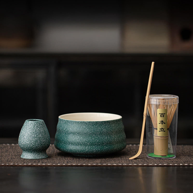 JIKANNOYA 抹茶セット 抹茶 セット 自宅用 茶道具 初心者 お点前セット 抹茶 陶器 抹茶茶碗 茶杓 茶杓立て 茶せん 百本立 茶筅立て くせ直し 綿茶巾 抹茶篩 茶道セット matcha set for beginners お手入れも簡単 母の日 父の日 誕生日 贈り物 おしゃれ 550ml AQCJ86