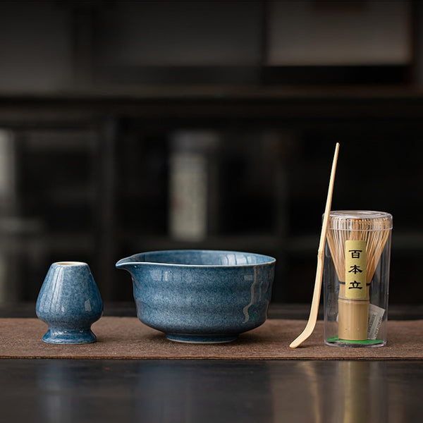 JIKANNOYA 抹茶 セット matcha set 茶道具 4点セット 抹茶茶碗 bowl 茶杓 茶せん 百本立 whisk 茶筅立て くせ直し お手入れも簡単 初心者 自宅用 ceremony 母の日 父の日 誕生日 贈り物 gift 持ち運び おしゃれ cute 高級 おうち時間グッズ CJ196