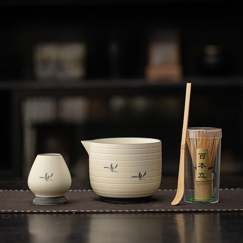 JIKANNOYA 抹茶 セット matcha set 茶道具 4点セット 抹茶茶碗 bowl 茶杓 茶せん 百本立 whisk 茶筅立て くせ直し お手入れも簡単 初心者 自宅用 ceremony 母の日 父の日 誕生日 贈り物 gift 持ち運び おしゃれ cute 高級 おうち時間グッズ CJ227