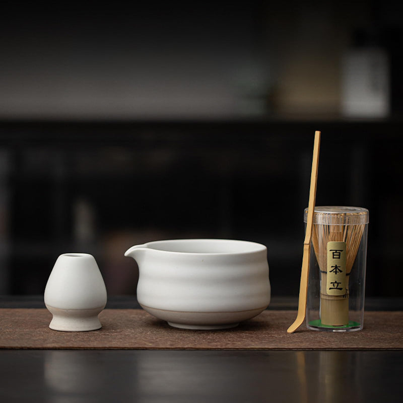 JIKANNOYA 抹茶 セット matcha set 茶道具 4点セット陶器 抹茶茶碗 bowl 茶杓 茶せん 百本立 whisk 茶筅立て くせ直し お手入れも簡単 初心者 自宅用 ceremony 母の日 父の日 誕生日 贈り物 gift おしゃれ cute 高級 おうち時間グッズ 汝窯 CJ156