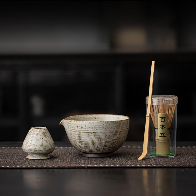 JIKANNOYA 抹茶 セット matcha set 茶道具 4点セット陶器 抹茶茶碗 bowl 茶杓 茶せん 百本立 whisk 茶筅立て くせ直し お手入れも簡単 初心者 自宅用 ceremony 母の日 父の日 誕生日 贈り物 gift おしゃれ cute 高級 おうち時間グッズ CJ167
