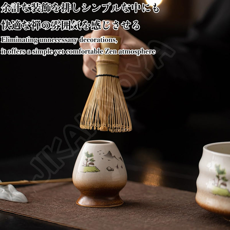 JIKANNOYA 抹茶 セット 抹茶セット 自宅用 茶道具 初心者 お点前セット 抹茶 陶器 抹茶茶碗 茶杓 茶杓立て 茶せん 百本立 茶筅立て くせ直し 綿茶巾 抹茶篩 茶道セット matcha set for beginners お手入れも簡単 母の日 父の日 誕生日 贈り物 おしゃれ AQCJ112