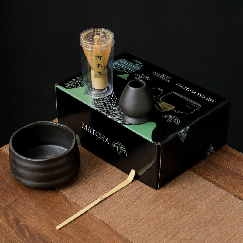 JIKANNOYA 抹茶セット お点前セット 7点セット 茶道具 セット 茶杓 茶筅 茶せん 百本立 茶筅立て くせ直し 抹茶篩 綿茶巾 陶器茶杓立て 初心者 お手入れも簡単 母の日 父の日 誕生日 贈り物 AQCJ09N