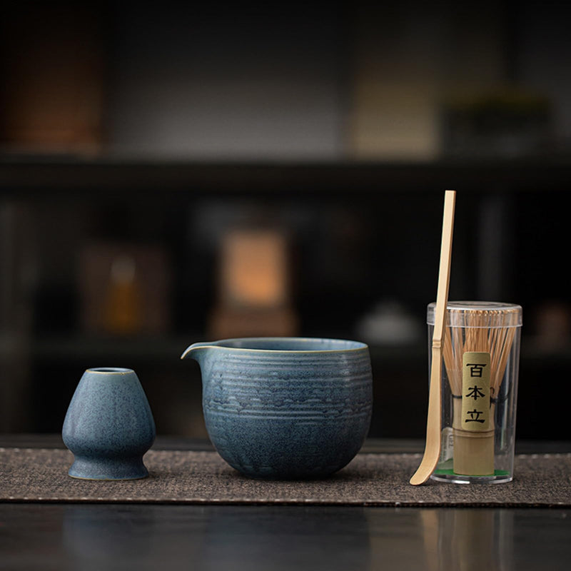 JIKANNOYA 抹茶 セット matcha set 初心者 茶道具 4点セット 陶器 抹茶茶碗 bowl 茶杓 茶せん 百本立 whisk 茶筅立て くせ直し お手入れも簡単 自宅用 ceremony 母の日 父の日 誕生日 贈り物 gift おしゃれ cute 高級 おうち時間グッズ CJ228