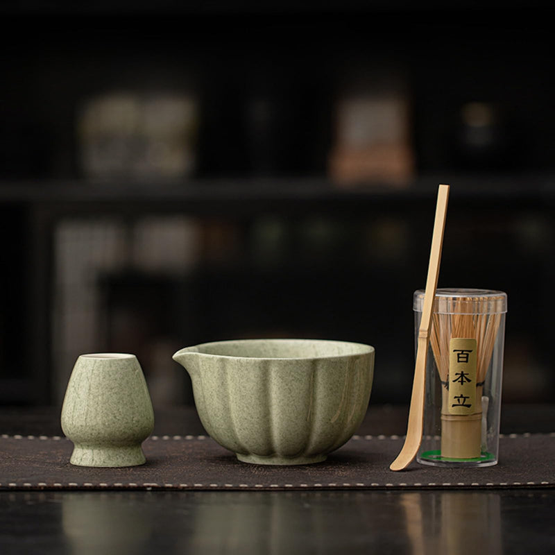 JIKANNOYA 抹茶 セット matcha set 初心者 茶道具 4点セット 陶器 抹茶茶碗 bowl 茶杓 茶せん 百本立 whisk 茶筅立て くせ直し お手入れも簡単 自宅用 ceremony 母の日 父の日 誕生日 贈り物 gift おしゃれ cute 高級 おうち時間グッズ CJ190
