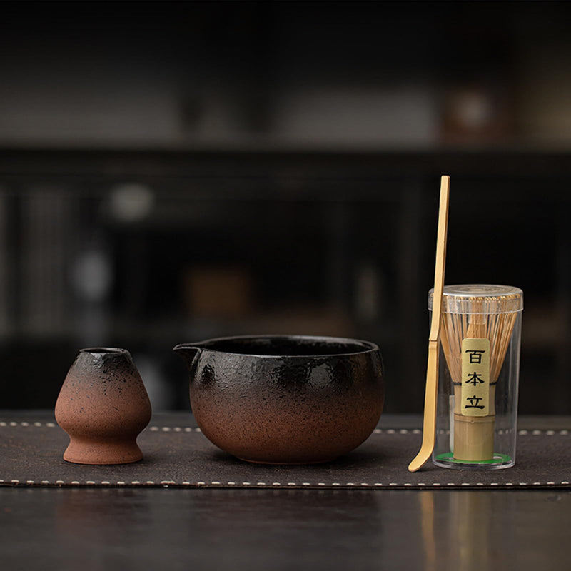 JIKANNOYA 抹茶 セット matcha set 初心者 茶道具 4点セット 陶器 抹茶茶碗 bowl 茶杓 茶せん 百本立 whisk 茶筅立て くせ直し お手入れも簡単 自宅用 ceremony 母の日 父の日 誕生日 贈り物 gift おしゃれ cute 高級 おうち時間グッズ CJ184