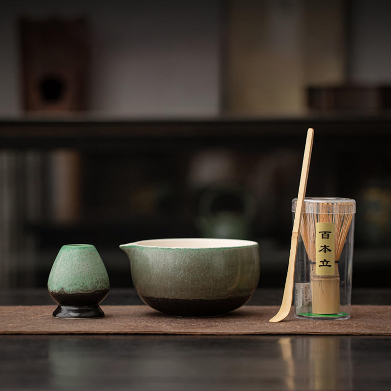 JIKANNOYA 抹茶 セット 抹茶セット 自宅用 茶道具 初心者 お点前セット 抹茶 陶器 抹茶茶碗 茶杓 茶杓立て 茶せん 百本立 茶筅立て くせ直し 綿茶巾 抹茶篩 茶道セット matcha set for beginners お手入れも簡単 母の日 父の日 誕生日 贈り物セット おしゃれ 550ml AQCJ79