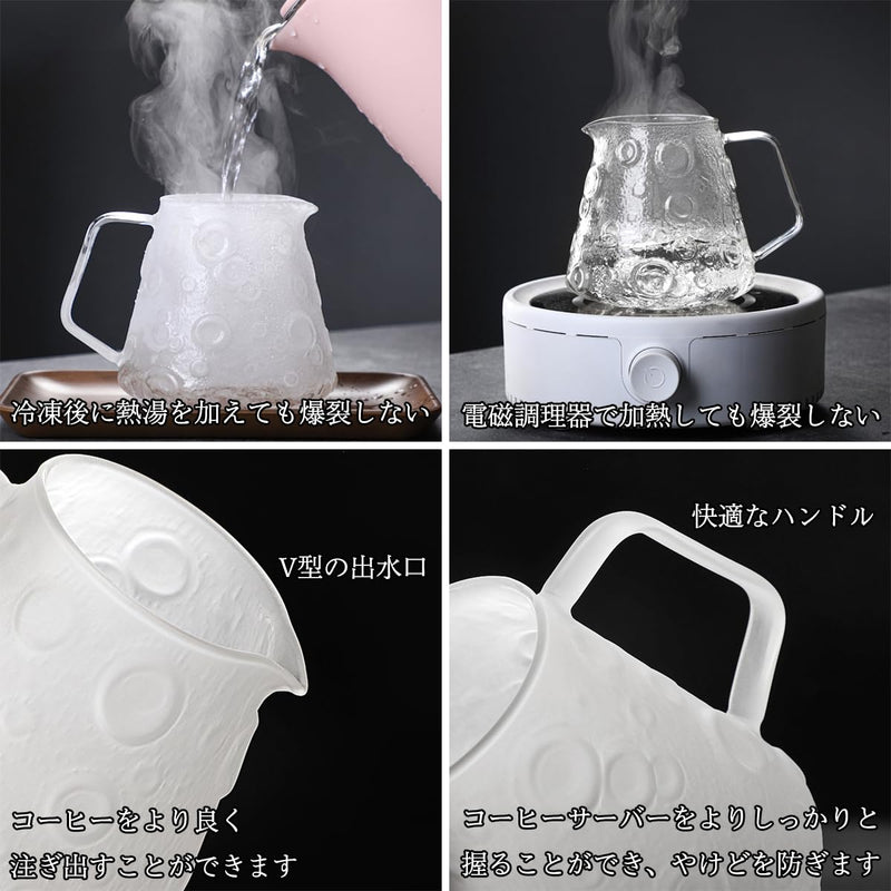 JIKANNOYA コーヒードリッパー ハンドドリップセット コーヒーサーバー 割れない 高ホウ素シリカガラス材料 耐熱ガラス 直火対応 耐寒性 クルミ材 ドリッパー 透明 電子レンジ·食洗機対応 コーヒー用品 使いやすい 洗いやすい 多用途 家用 喫茶店 1~4杯用 700ml
