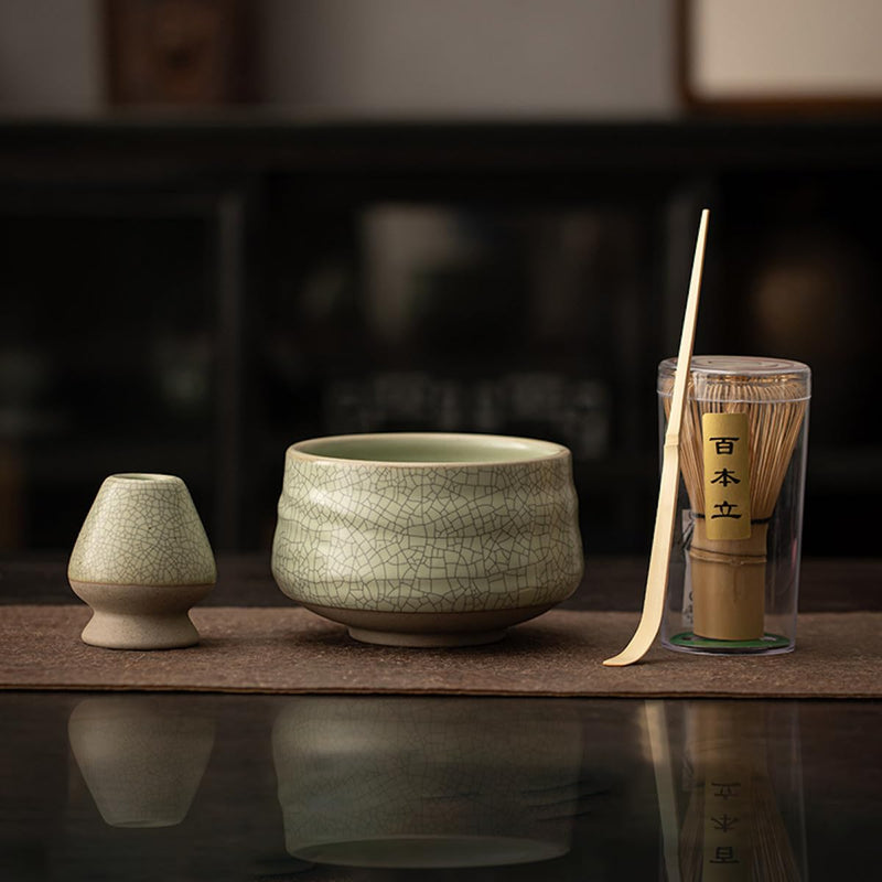 JIKANNOYA 抹茶セット お点前セット 茶道具 セット 4点セット 茶杓 茶筅 茶せん 百本立 茶筅立て くせ直し 初心者 お手入れも簡単 母の日 父の日 誕生日 贈り物 AQCJ02N
