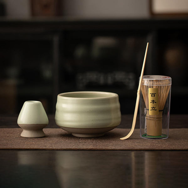 JIKANNOYA 抹茶セット お点前セット 茶道具 セット 4点セット 茶杓 茶筅 茶せん 百本立 茶筅立て くせ直し 初心者 お手入れも簡単 母の日 父の日 誕生日 贈り物 AQCJ02N
