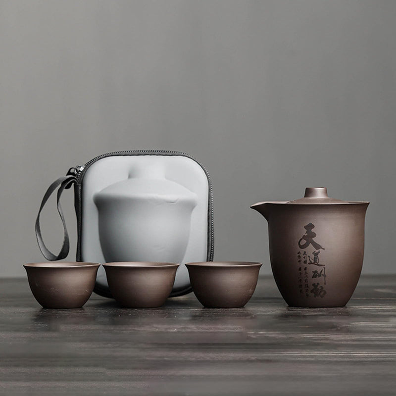 JIKANNOYA 中国茶器セット 茶器 茶具 磁器 急須 湯呑み セット 携帯 台湾茶器 旅行ティーセット 茶の入れ 携帯用茶具 車載旅行茶器セット 収納バッグ付き 初心者 書道 高級 おしゃれ 軽量 お出かけ用 旅行 お手入れも簡単 母の日 父の日 誕生日 贈り物 AQZGCJ03