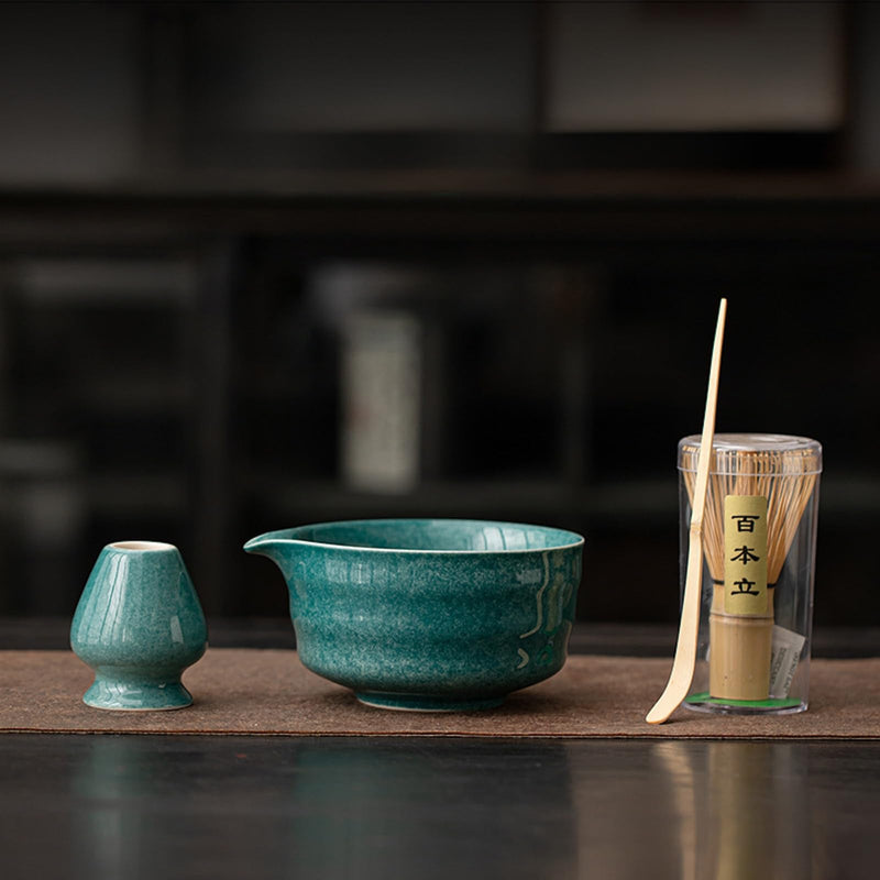JIKANNOYA 抹茶 セット matcha set 茶道具 4点セット 抹茶茶碗 bowl 茶杓 茶せん 百本立 whisk 茶筅立て くせ直し お手入れも簡単 初心者 自宅用 ceremony 母の日 父の日 誕生日 贈り物 gift 持ち運び おしゃれ cute 高級 おうち時間グッズ CJ196