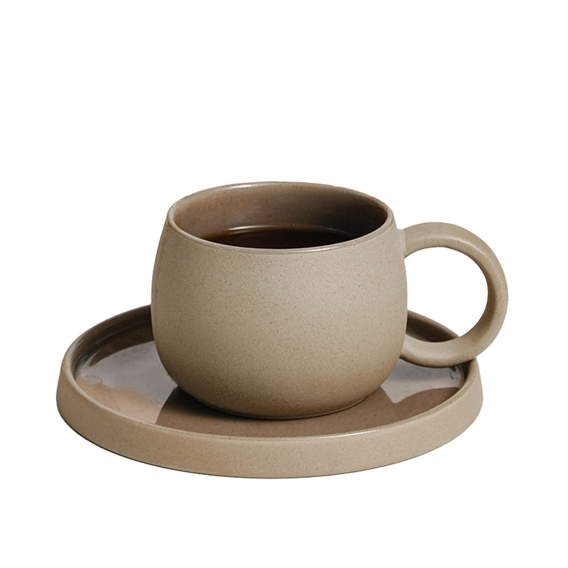 JIKANNOYA コーヒーカップ 陶器 ソーサー セット セラミック カップアンドソーサー ティーカップ 電子レンジ 食洗機対応 コーヒー 珈琲 お茶 ティー 高級 レトロ おしゃれ ソーサー付き 自宅用 カフェ食器 喫茶店 業務用 結婚祝い ギフト KFB05