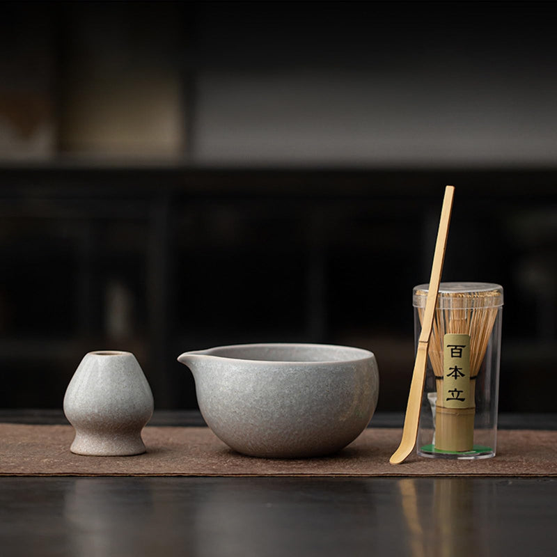JIKANNOYA 抹茶 セット matcha set 茶道具 4点セット陶器 抹茶茶碗 bowl 茶杓 茶杓立て 茶せん 百本立 whisk 茶筅立て くせ直し 綿茶巾 抹茶篩 お手入れも簡単 初心者 自宅用 ceremony 母の日 父の日 誕生日 贈り物 gift おしゃれ cute 高級 CJ130