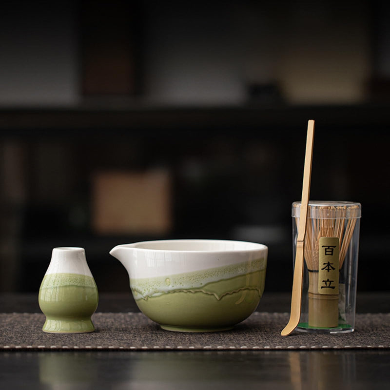 JIKANNOYA 抹茶 セット matcha set 茶道具 4点セット 抹茶茶碗 bowl 茶杓 茶せん 百本立 whisk 茶筅立て くせ直し お手入れも簡単 初心者 自宅用 ceremony 母の日 父の日 誕生日 贈り物 gift 持ち運び おしゃれ cute 高級 おうち時間グッズ CJ172